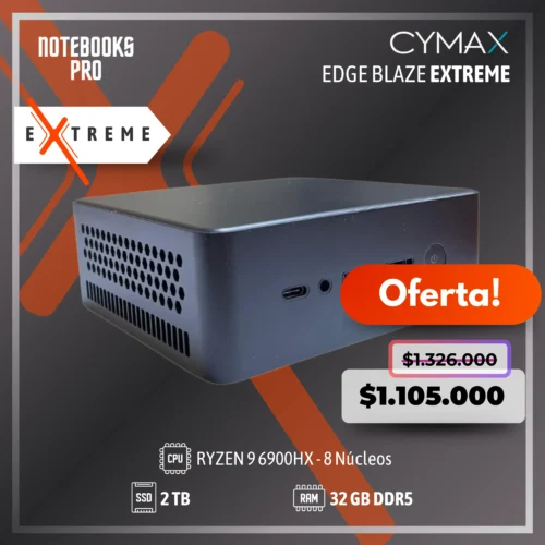 MINI PC CYMAX 9 EDGE BLAZE EXTREME - RYZEN 9 6900HX - SSD 2 TB - 32 GB RAM DDR5 - 8 Núcleos