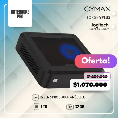 MINI PC CYMAX FORGE 5 PLUS - RYZEN 5 PRO 3500U - SSD 1 TB - 32 GB RAM - 4 Núcleos