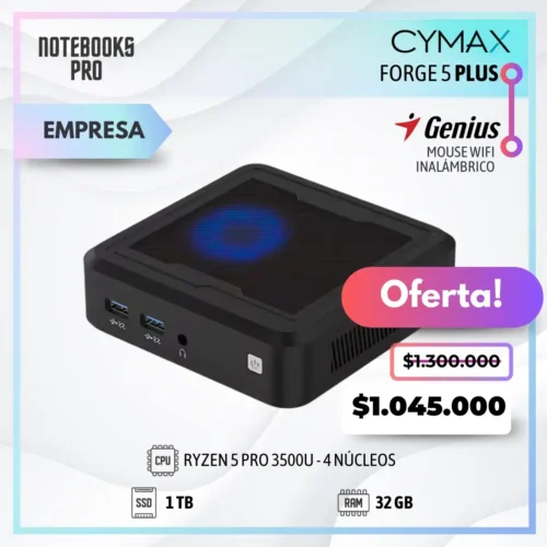 MINI PC CYMAX FORGE 5 PLUS - RYZEN 5 PRO 3500U - SSD 1 TB - 32 GB RAM - 4 Núcleos