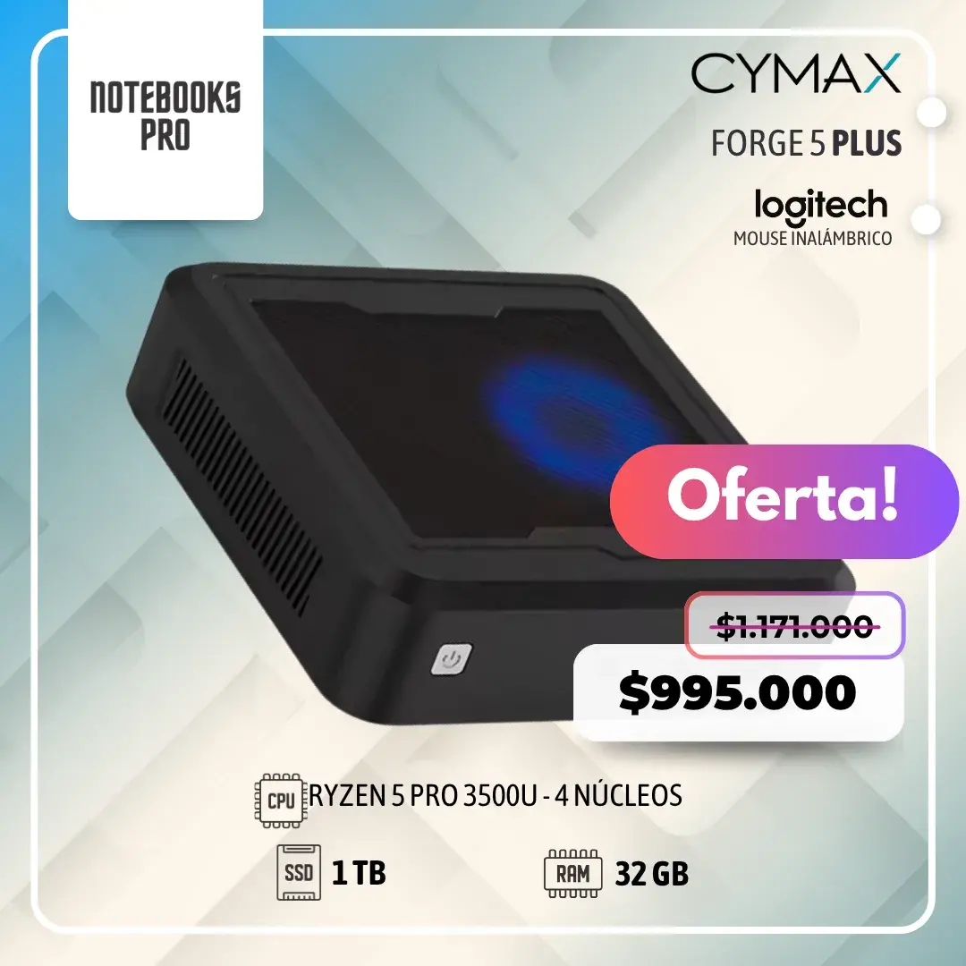 MINI PC CYMAX FORGE 5 PLUS - RYZEN 5 PRO 3500U - SSD 1 TB - 32 GB RAM - 4 Núcleos