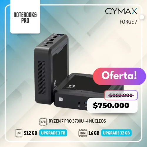 MINI PC CYMAX FORGE 7 - RYZEN 7 PRO 3700U - SSD 512 - 16 GB RAM - 4 Núcleos