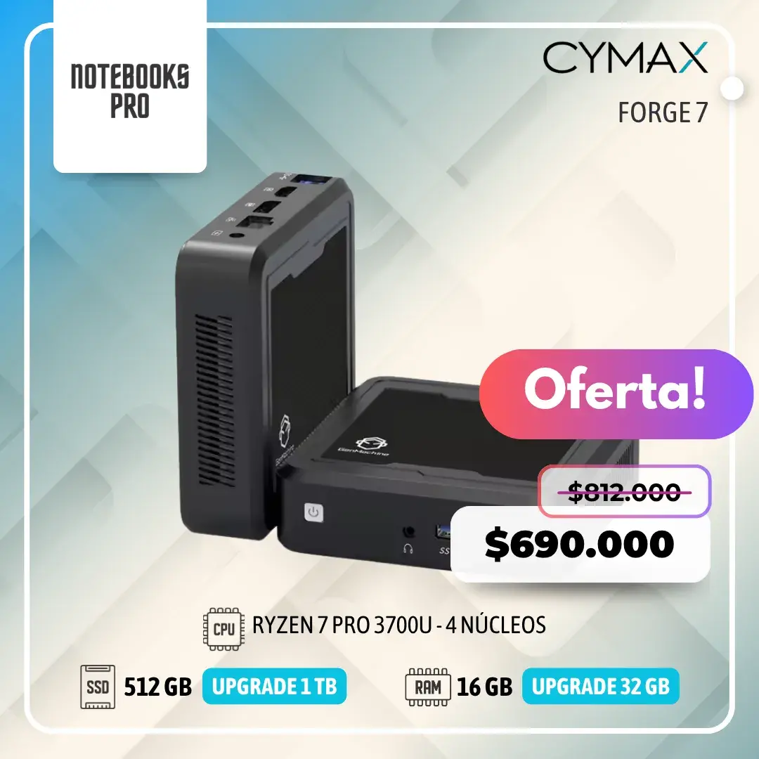 MINI PC CYMAX FORGE 7 - RYZEN 7 PRO 3700U - SSD 512 - 16 GB RAM - 4 Núcleos