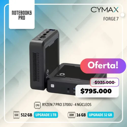 MINI PC CYMAX FORGE 7 - RYZEN 7 PRO 3700U - SSD 512 - 16 GB RAM - 4 Núcleos