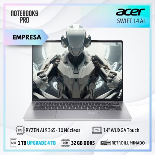 ACER SWIFT 14 AI - Ryzen AI 9 365 - SSD 1 TB - 32 GB RAM DDR5 - 14" WUXGA Touch - Teclado retroiluminado