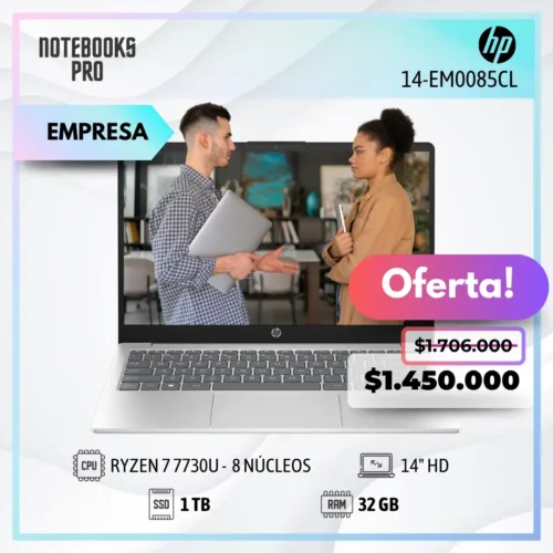 HP 14-EM0085CL - RYZEN 7 7730U - SSD 1 TB - 32 GB RAM - 14" HD - 8 Núcleos