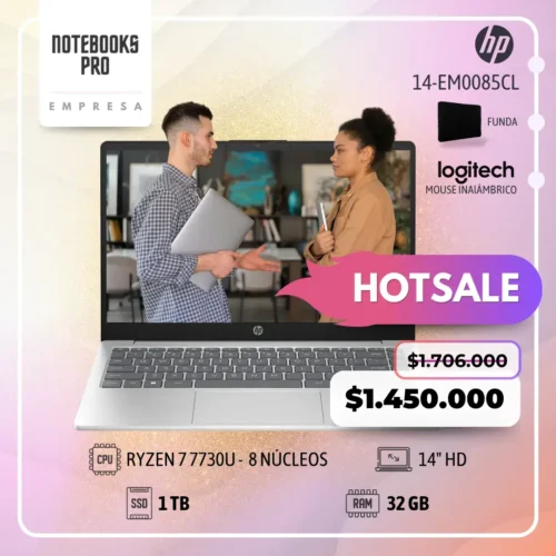 HP 14-EM0085CL - RYZEN 7 7730U - SSD 1 TB - 32 GB RAM - 14" HD - 8 Núcleos