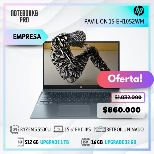 HP PAVILION 15-EH1052WM - RYZEN 5 5500U - SSD 512 GB - 16 GB RAM - 15.6" FHD IPS