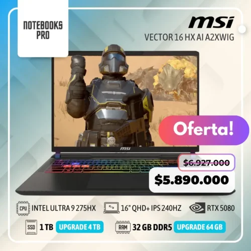 MSI VECTOR 16 HX AI A2XWIG - ULTRA 9 275HX - SSD 1 TB - 32 GB RAM DDR5 - RTX 5080 - 16" QHD+ IPS 240Hz