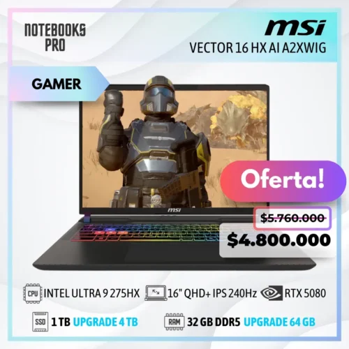 MSI VECTOR 16 HX AI A2XWIG - ULTRA 9 275HX - SSD 1 TB - 32 GB RAM DDR5 - RTX 5080 - 16" QHD+ IPS 240Hz