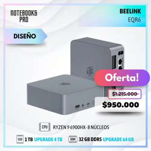 MINI PC BEELINK EQR6 - RYZEN 9 6900HX - SSD 1TB - 32 GB RAM DDR5 - 8 núcleos