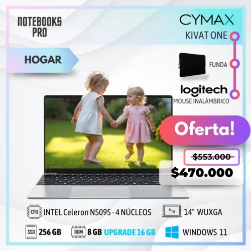 CYMAX KIVAT ONE - Intel Celeron N5095 - 256 GB Disco - 8 GB RAM - 14" WUXGA