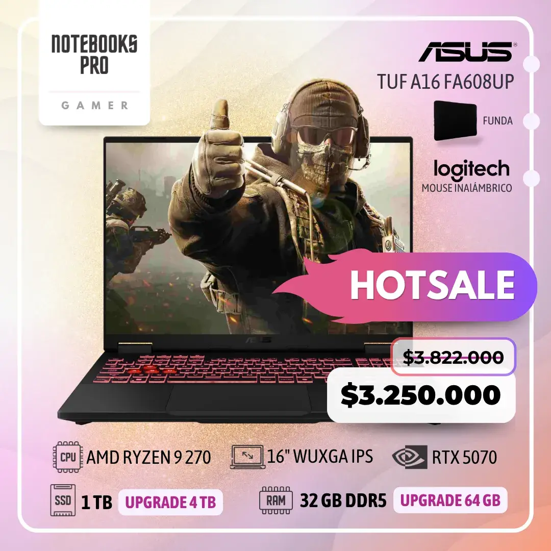 ASUS TUF A16 FA608UP - RYZEN 9 270 - SSDS 1 TB - 32 GB DDR5 - RTX 5070 - 16" WUXGA IPS