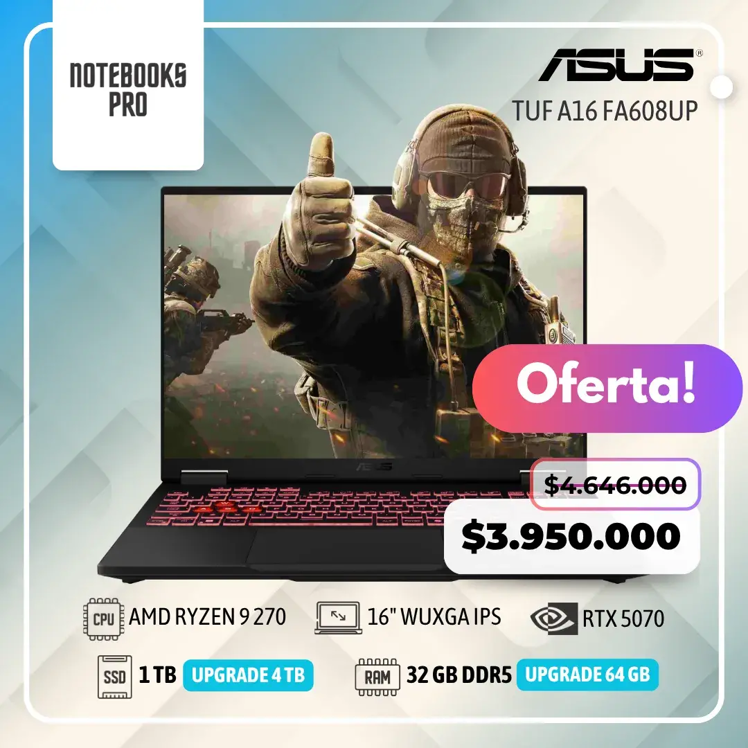 ASUS TUF A16 FA608UP - RYZEN 9 270 - SSDS 1 TB - 32 GB DDR5 - RTX 5070 - 16" WUXGA IPS