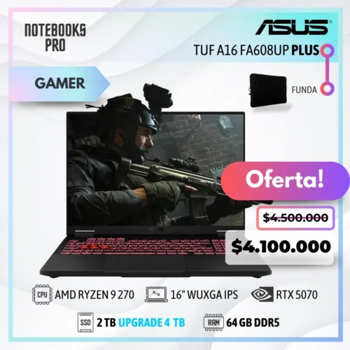 ASUS TUF A16 FA608UP PLUS - RYZEN 9 270 - SSDS 2 TB - 64 GB DDR5 - RTX 5070 - 16" WUXGA IPS