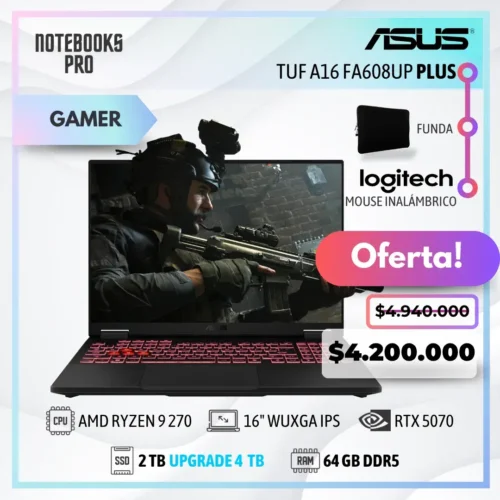 ASUS TUF A16 FA608UP PLUS - RYZEN 9 270 - SSDS 2 TB - 64 GB DDR5 - RTX 5070 - 16" WUXGA IPS