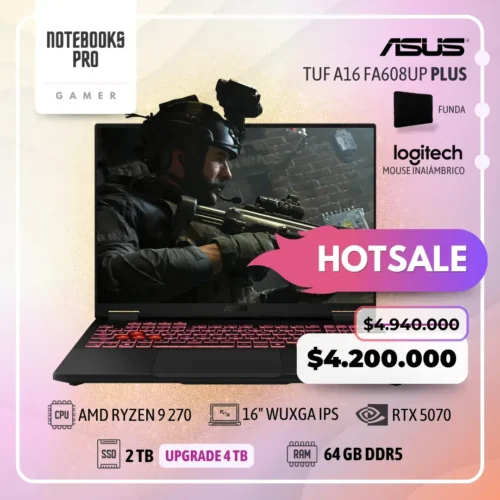 ASUS TUF A16 FA608UP PLUS - RYZEN 9 270 - SSDS 2 TB - 64 GB DDR5 - RTX 5070 - 16" WUXGA IPS
