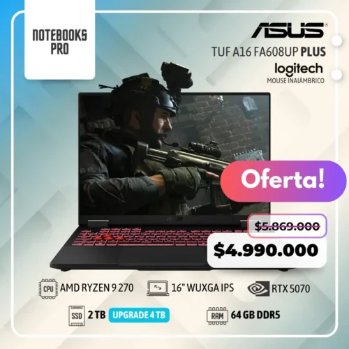ASUS TUF A16 FA608UP PLUS - RYZEN 9 270 - SSDS 2 TB - 64 GB DDR5 - RTX 5070 - 16" WUXGA IPS