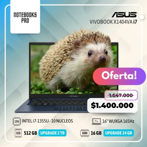 ASUS VIVOBOOK X1404VA - i7-1355U - SSD 512 GB - 16 GB RAM - 14" FHD - 10 Núcleos