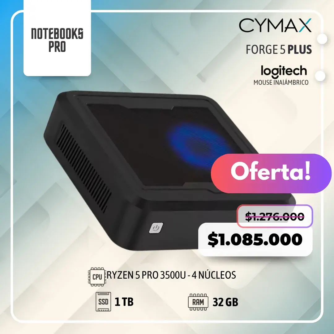 MINI PC CYMAX FORGE 5 PLUS - RYZEN 5 PRO 3500U - SSD 1 TB - 32 GB RAM - 4 Núcleos