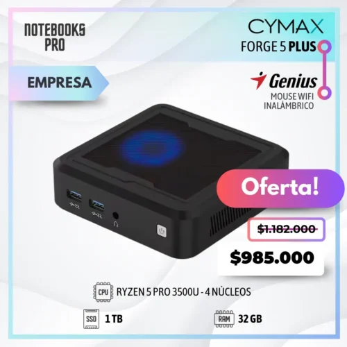 MINI PC CYMAX FORGE 5 PLUS - RYZEN 5 PRO 3500U - SSD 1 TB - 32 GB RAM - 4 Núcleos