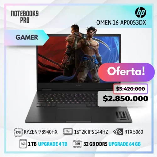 HP OMEN 16-AP0053DX - RYZEN 9 8940HX  - SSD 1 TB - 32 GB RAM DDR5 - RTX 5060 - 16" 2K IPS 144Hz