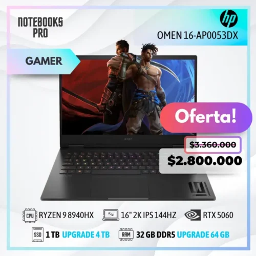 HP OMEN 16-AP0053DX - RYZEN 9 8940HX  - SSD 1 TB - 32 GB RAM DDR5 - RTX 5060 - 16" 2K IPS 144Hz