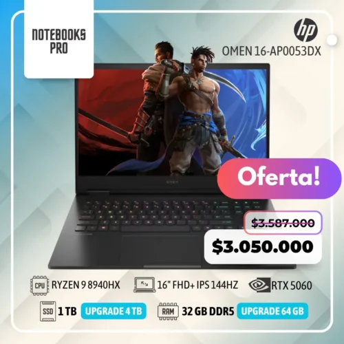 HP OMEN 16-AP0053DX - RYZEN 9 8940HX  - SSD 1 TB - 32 GB RAM DDR5 - RTX 5060 - 16" FHD+ IPS 144Hz