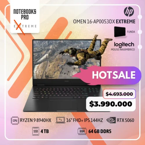 HP OMEN 16-AP0053DX EXTREME - RYZEN 9 8940HX  - SSD 4 TB - 64 GB RAM DDR5 - RTX 5060 - 16" FHD+ IPS 144Hz
