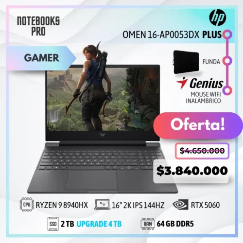 HP OMEN 16-AP0053DX PLUS - RYZEN 9 8940HX  - SSD 2 TB - 64 GB RAM DDR5 - RTX 5060 - 16" 2K IPS 144Hz
