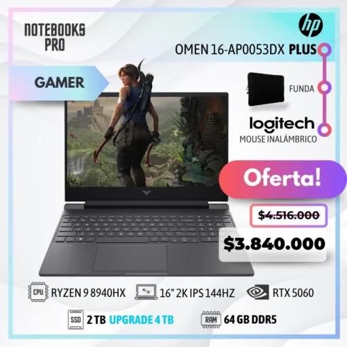 HP OMEN 16-AP0053DX PLUS - RYZEN 9 8940HX  - SSD 2 TB - 64 GB RAM DDR5 - RTX 5060 - 16" 2K IPS 144Hz