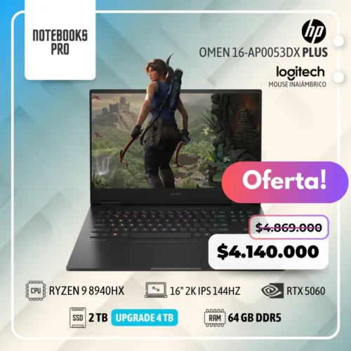 HP OMEN 16-AP0053DX PLUS - RYZEN 9 8940HX  - SSD 2 TB - 64 GB RAM DDR5 - RTX 5060 - 16" FHD+ IPS 144Hz
