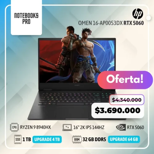 HP OMEN 16-AP0053DX - RYZEN 9 8940HX  - SSD 1 TB - 32 GB RAM DDR5 - RTX 5060 - 16" FHD+ IPS 144Hz