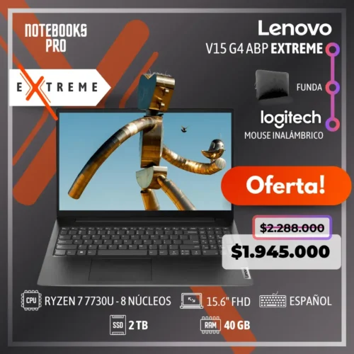 LENOVO V15 G4 ABP EXTREME - RYZEN 7 7730U - SSD 512 GB - 16 GB - 15.6" FHD - 8 núcleos - Teclado español