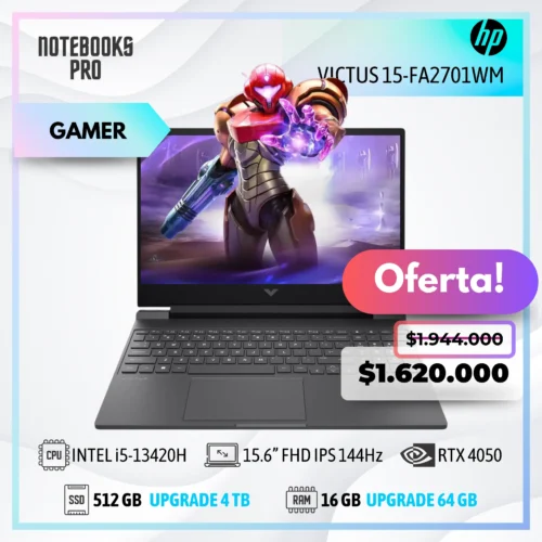 HP VICTUS 15-FA2701WM - i5-13420H - 512 GB - 16 GB RAM - 15.6” FHD IPS LED 144Hz - RTX 4050