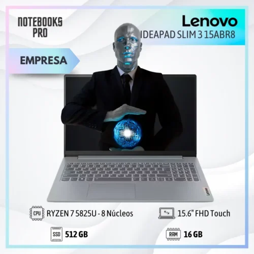 LENOVO IDEAPAD SLIM 3 15ABR8 - RYZEN 7 5825U - SSD 512 GB - 16 GB RAM - 15.6" FHD Touch - 8 núcleos