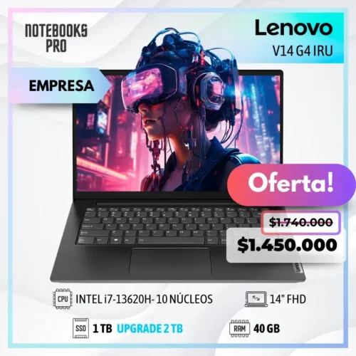 LENOVO V14 G4 IRU - i7-13620H - SSD 1 TB - 40 GB RAM - 14" FHD - 10 Núcleos