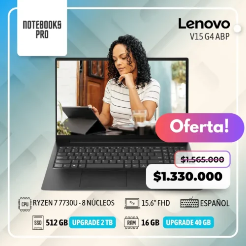 LENOVO V15 G4 ABP - RYZEN 7 7730U - SSD 512 GB - 16 GB - 15.6" FHD - 8 núcleos - Teclado español