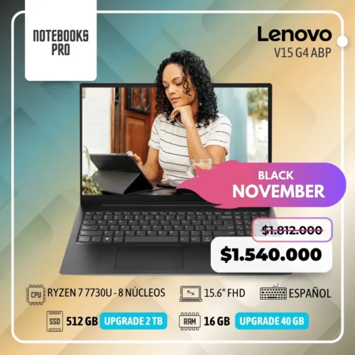 LENOVO V15 G4 ABP - RYZEN 7 7730U - SSD 512 GB - 16 GB - 15.6" FHD - 8 núcleos - Teclado español