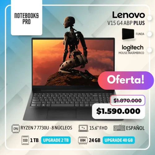 LENOVO V15 G4 ABP PLUS - RYZEN 7 7730U - SSD 1 TB - 24 GB - 15.6" FHD - 8 núcleos - Teclado español