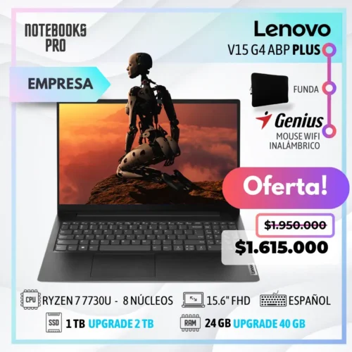 LENOVO V15 G4 ABP PLUS - RYZEN 7 7730U - SSD 512 GB - 16 GB - 15.6" FHD - 8 núcleos - Teclado español