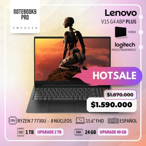 LENOVO V15 G4 ABP PLUS - RYZEN 7 7730U - SSD 1 TB - 24 GB - 15.6" FHD - 8 núcleos - Teclado español