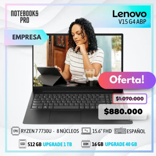 LENOVO V15 G4 ABP - RYZEN 7 7730U - SSD 512 GB - 16 GB - 15.6" FHD - 8 núcleos - Teclado español