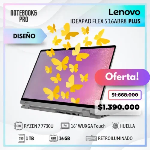 LENOVO IDEAPAD FLEX 5 16ABR8 PLUS - RYZEN 7 7730U - SSD 1 TB - 16 GB RAM - 16" WUXGA Touch