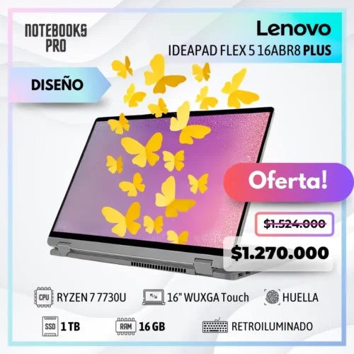 LENOVO IDEAPAD FLEX 5 16ABR8 PLUS - RYZEN 7 7730U - SSD 1 TB - 16 GB RAM - 16" WUXGA Touch