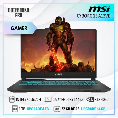 MSI CYBORG 15 A13VE - i7-13620H - SSD 1TB - 32 GB RAM DDR5 - 15.6" FHD IPS 144hz - RTX 4050 - 10 núcleos