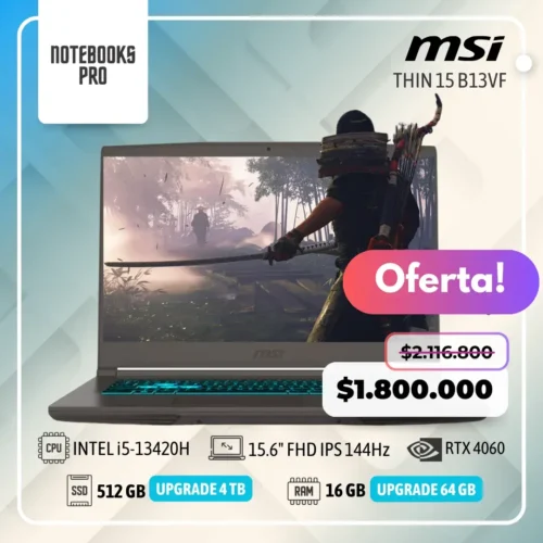 MSI THIN 15 B13VF - i5-13420H - SSD 512 GB - 16 GB RAM - RTX 4060 - 15.6" FHD IPS 144Hz