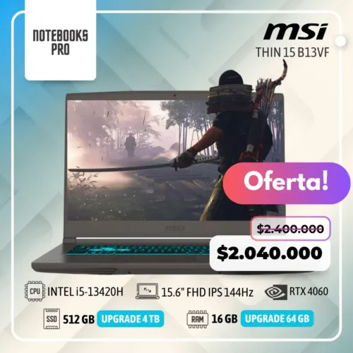 MSI THIN 15 B13VF - i5-13420H - SSD 512 GB - 16 GB RAM - RTX 4060 - 15.6" FHD IPS 144Hz