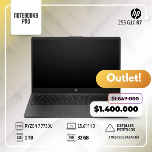(OUTLET) HP 255 G10 R7 PLUS - RYZEN 7 7730U - SSD 1 TB - 32 GB RAM - 15.6" FHD