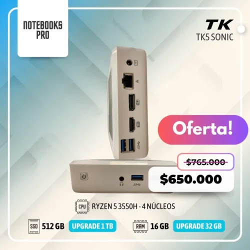 MINI PC TK5 SONIC - RYZEN 5 3550H - SSD 512 GB - 16 GB RAM - 4 Núcleos