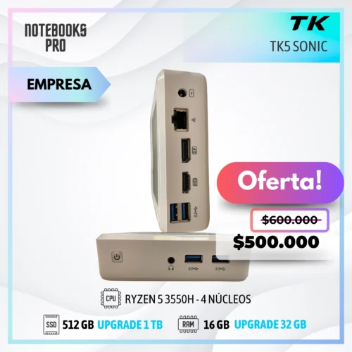 MINI PC TK5 SONIC - RYZEN 5 3550H - SSD 512 GB - 16 GB RAM - 4 Núcleos